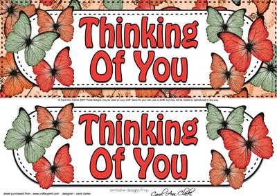 Large Dl Thinking of You Butterflies 3D Decoupage
