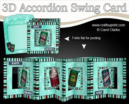 3D Cans of Beer Accordion Swing Card