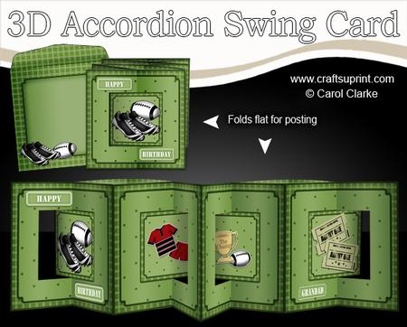 3D Sport Rugby Accordion Swing Card