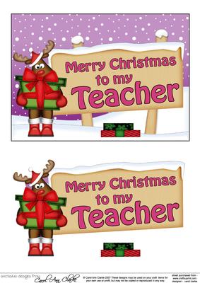 Xmas Teacher Rudolph Signpost 5x7 Easicut Decoupage