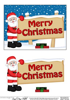 Xmas Merry Christmas Santa Signpost 5x7 Easicut Decoupage