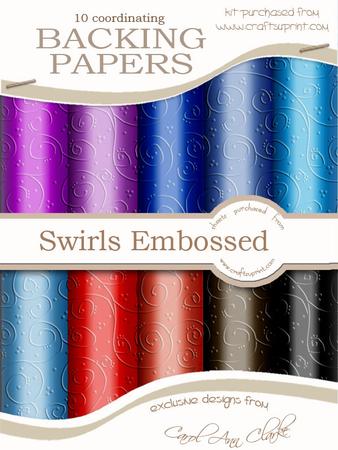 'swirls Embossed' Backing Paper Kit - Flowers and Pearls Colours