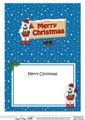 Xmas Merry Christmas Bear Signpost 5x7 Matching Insert