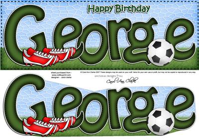 Large Dl Birthday George Football Card & 3D Decoupage