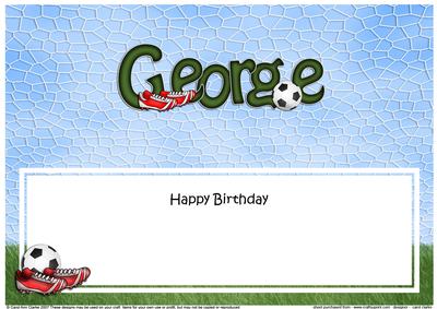 Large Dl Birthday George Football Matching Insert
