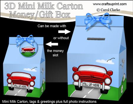 3D Sports Car Milk Carton Money or Treat Box Mini Kit