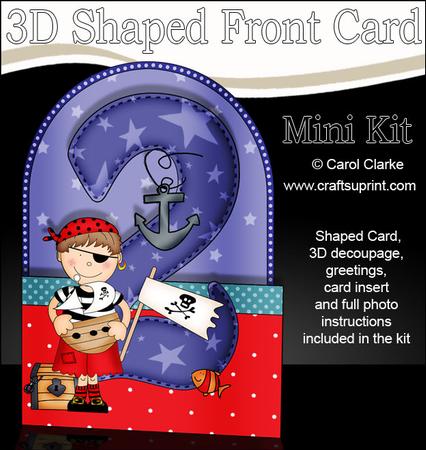 3D 2nd Birthday Pirate Shaped Front Card with Decoupage