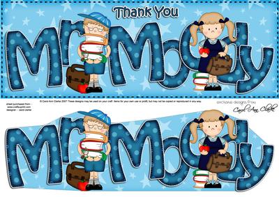 Large Dl Boyz Girlz Thank You Mr Moody 3D Decoupage