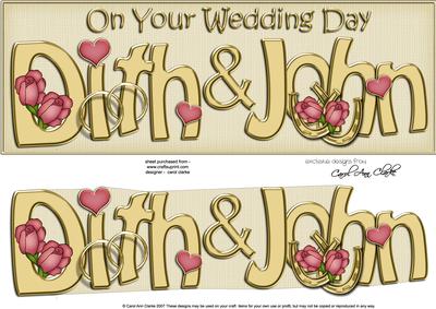 Large Dl Wedding Dith & John Champagne 3D Decoupage