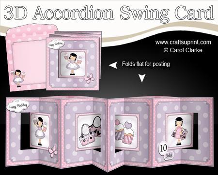 3D Girlz Suzi Accordion Swing Card