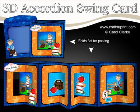 3D Boyz Schoolboy Zeke Accordion Swing Card