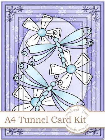 A4 Dreamy Dragonflies in Cyan Tunnel Card Kit