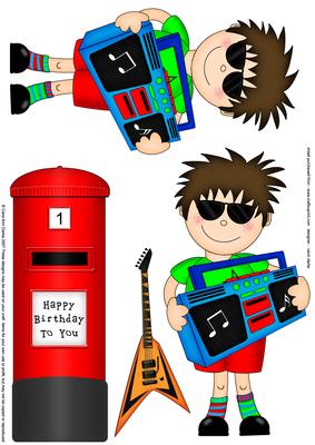 Boyz Rock Star Jaz & Postbox 3D Decoupage