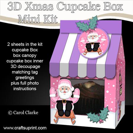 3D Xmas Santa Milk Carton Cupcake or Treat Box Mini