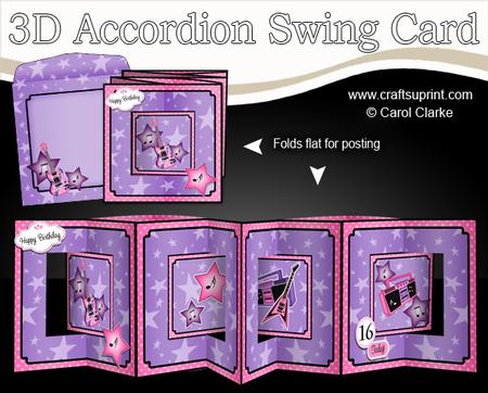 3D Guitars Accordion Swing Card