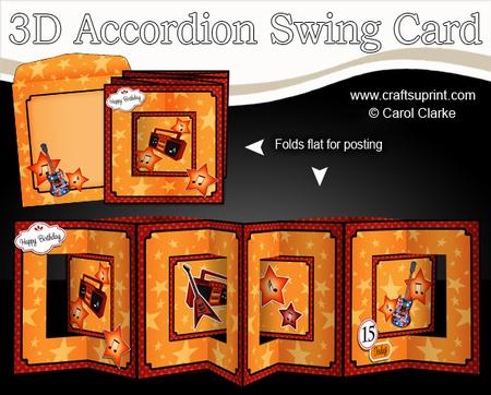3D Guitars Accordion Swing Card