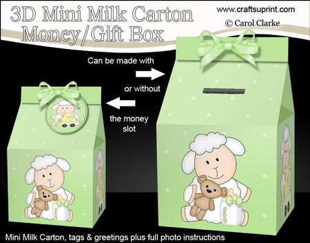 3D New Baby Milk Carton Money or Treat Box Mini Kit