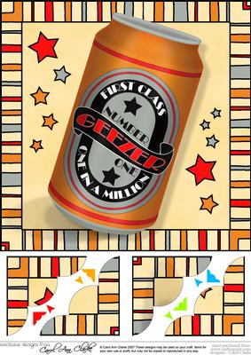 8 x 8 1st Class Geezer Beer Can Scalloped Corner Topper