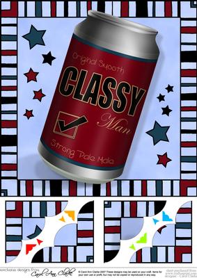 8 x 8 Classy Man Beer Can Scalloped Corner Topper