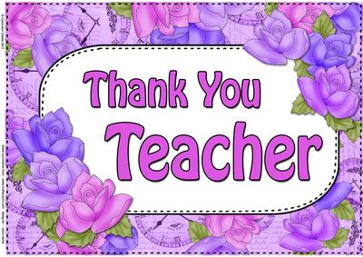 A4 Thank You Teacher Time for Roses Card Topper