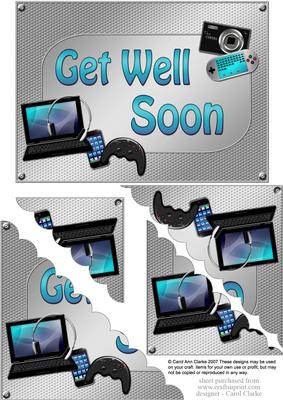 5x7 Gadgets N Gizmos Get Well Soon Scallop Corner