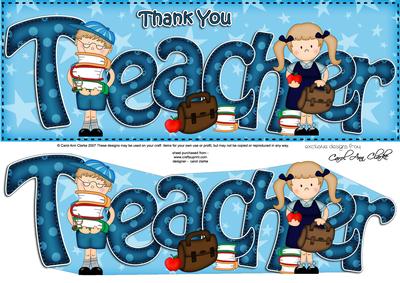 Large Dl Boyz Girlz Thank You Teacher 3D Decoupage