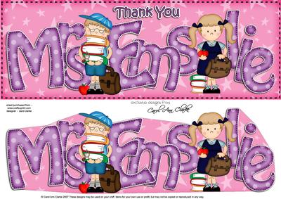 Large Dl Boyz Girlz Thank You Mrs Emslie 3D Decoupage