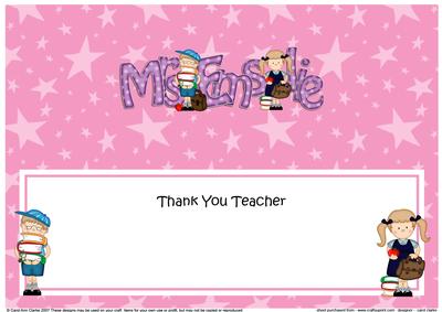 Large Dl Boyz Girlz Thank You Mrs Emslie Matching Insert