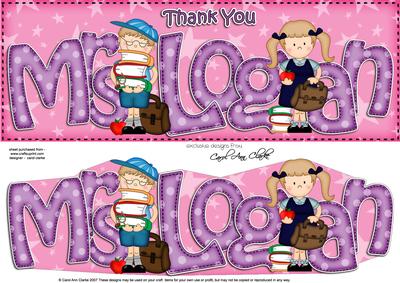 Large Dl Boyz Girlz Thank You Mrs Logan 3D Decoupage