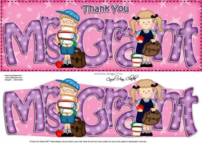 Large Dl Boyz Girlz Thank You Mrs Grant 3D Decoupage