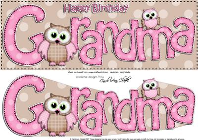 Large Dl Birthday Grandma Owls Quick Card N 3D Decoupage