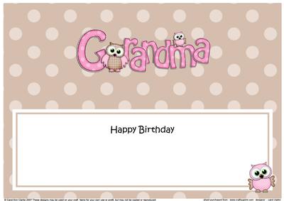 Birthday Grandma Owls Matching Large Dl Insert