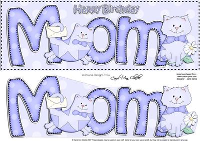 Large Dl Birthday Mom Cat Quick Card N 3D Decoupage