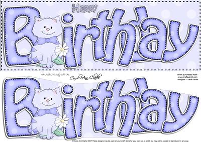 Large Dl Birthday Cat Quick Card N 3D Decoupage
