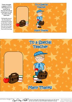 Boyz Schoolboy Zeke Thank You Teacher Chocolate Wrapper