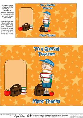 Boyz Schoolboy Zeke Thank You Teacher Chocolate Wrapper