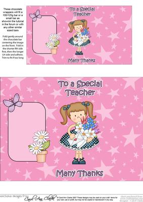 Girlz Liz's Flowers Thank You Teacher Chocolate Wrapper