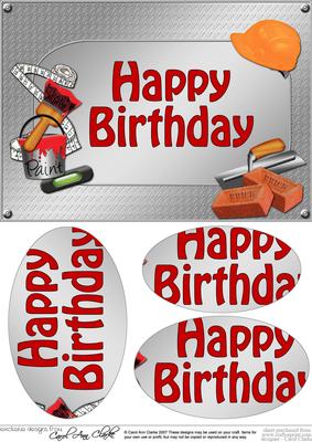 A5 Birthday Handyman Tools Oval Pyramage Topper