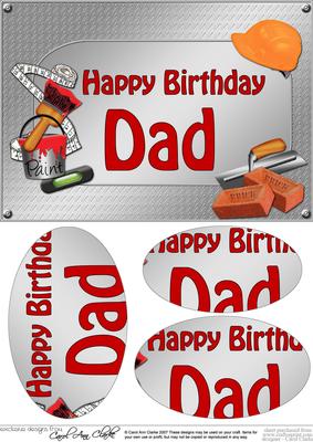 A5 Birthday Dad Handyman Tools Oval Pyramage Topper