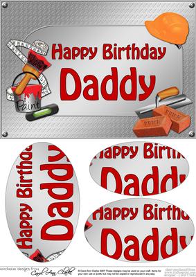 A5 Birthday Daddy Handyman Tools Oval Pyramage Topper