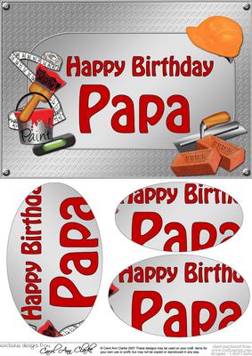A5 Birthday Papa Handyman Tools Oval Pyramage Topper