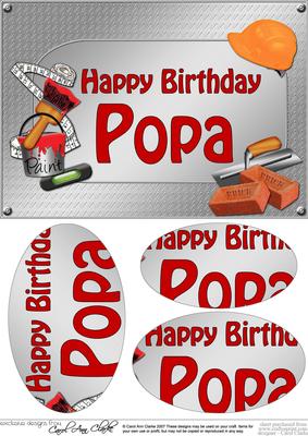 A5 Birthday Popa Handyman Tools Oval Pyramage Topper