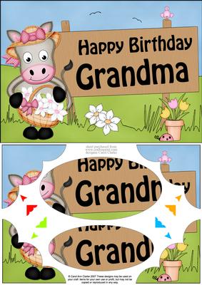 A5 Gigi Horse Happy Birthday Grandma Scallop Corners and Pyramage