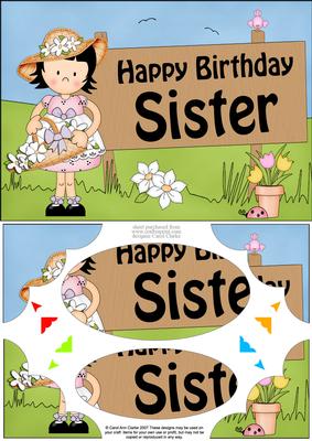 A5 Girlz Happy Birthday SISTER Scallop Corners & Pyramage