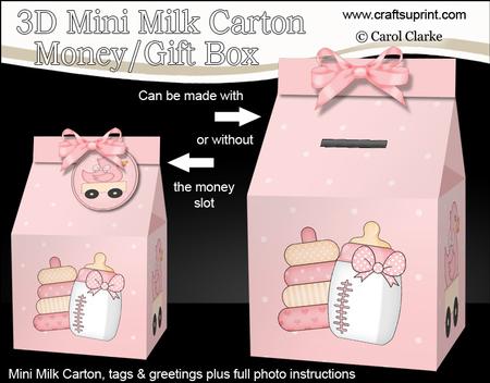 3D New Baby Milk Carton Money or Treat Box Mini Kit