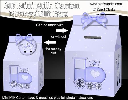 3D New Baby Milk Carton Money or Treat Box Mini Kit