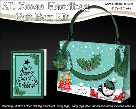 3D Xmas Snowman Handbag Treat or Favour Box Kit
