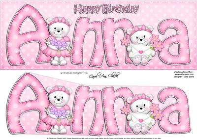 Large Dl Birthday Anna Teddies Quick Card N 3D Decoupage
