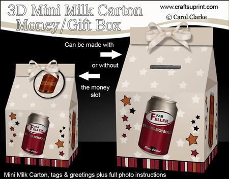 3D Beer Cans Milk Carton Money or Treat Box Mini Kit