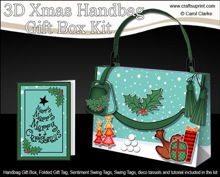 3D Xmas Presents Handbag Treat or Favour Box Kit